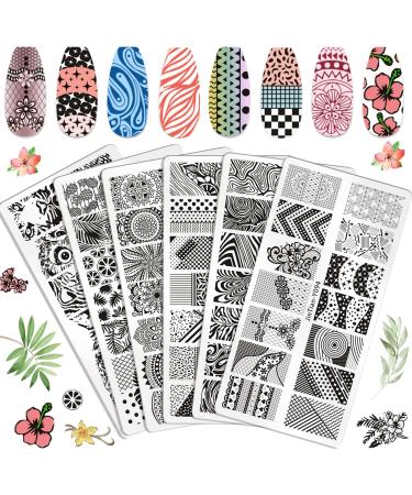 Nice Needed Geometry NailArt stamps 6 pieces of animal nail stamp templates for nail art equipment floral design nail plate Nail Art Tools