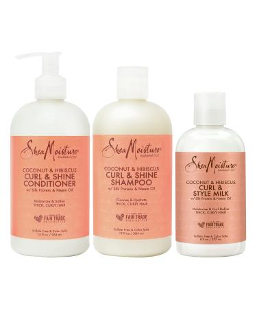SheaMoisture Moisturize and Define Shampoo, Conditioner and Styling Milk for Curly Hair Care Coconut and Hibiscus with Shea Butter and Coconut Oil - Buy Online on GoSupps.com