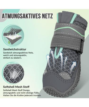 Buy Eyin Dog Shoes - Breathable Non-Slip Paw Protection for Small Medium & Large Dogs - Reflective Velcro Fastener - Size 7 - Dark Gray - 2 Piece Set for Outdoor Sports - Buy Online on GoSupps.com