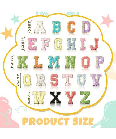 52 Chenille Letter Patches A-Z with Gold Glitter Border | Iron on Embroidered Patch for Clothing, Hats, Bags, Jackets, Shirts | Bright & Cute Style - Buy Online on GoSupps.com