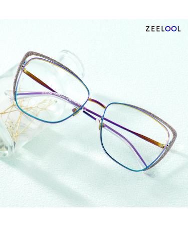 Zeelool Non-Prescription Cat Eye Eyeglasses for Women | Stylish Metal Frame & Blue Light Blocking | Glitter Detail - JGM182863 - Buy Online on GoSupps.com
