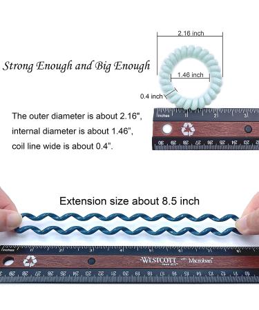 Tanha Spiral Hair Ties 10Pcs - Blue Teal White Elastic Coils for Ponytail Holders - Women Men Green Multi-colored - Buy Online on GoSupps.com