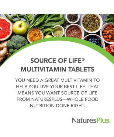 NaturesPlus Source of Life - 90 Tablets Pack of 2 - Multivitamin & Mineral Supplement with Concentrated Whole Foods - Gluten Free Vegetarian - 60 Total Servings 90 Count (Pack of 2) - Buy Online on GoSupps.com