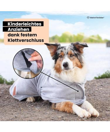 True Tierliebe Dogenbadel Washable Dog Towel - Quick-Dry Fur & Cozy Cold Protection for All Dog Sizes - Dark Gray Bathrobe - Buy Online on GoSupps.com