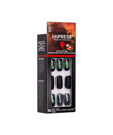 Buy KISS imPRESS Limited Edition Halloween Press-On Nails - Glow-In-The-Dark Witchful Thinking with Prep Pad Mini File & Cuticle Stick - Perfect for Spooky Season - Buy Online on GoSupps.com