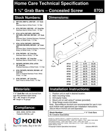 Moen 8724 Home 24-Inch Bathroom Grab Bar  Stainless 24 Inch - Buy Online on GoSupps.com