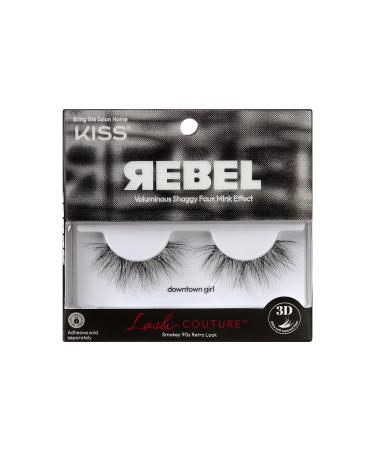 KISS Lash Couture Rebel Collection False Eyelashes Downtown Girl' 14 mm Includes 1 Pair Of Lash Contact Lens Friendly Easy to Apply Reusable Strip Lashes