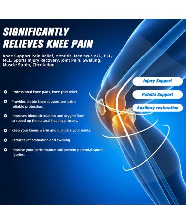 Knee Brace for Pain Relief & Arthritis Support - Compression Knee Pad with Gel Pad & Stabilizers (Large Gray - Buy Online on GoSupps.com