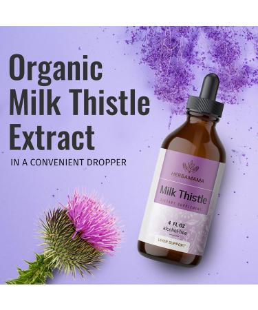 HERBAMAMA Organic Milk Thistle Seed Liquid Drops - Liver Detox Supplement - Alcohol-Free - 4 fl oz - Buy Online on GoSupps.com