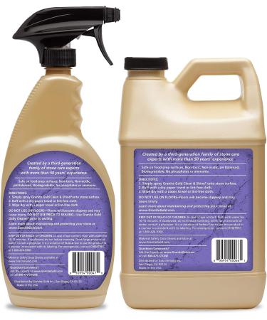 Granite Gold Clean and Shine Spray 24 + 64 Fl Oz Value Pack - Citrus - For Granite, Marble, Travertine, Quartz & Natural Stone Surfaces - 2 Count Pack - Buy Online on GoSupps.com