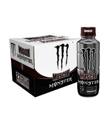 Muscle Monster Chocolate Energy Shake, Protein + Energy Drink, 15 Ounce (Pack of 12)