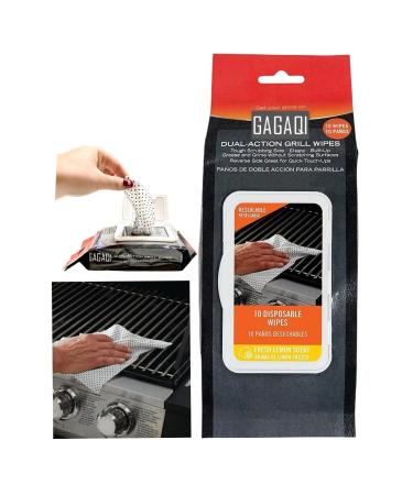 GAGAQI Non-Woven Grill Cleaning Wipes Grill Grate and BBQ Disposable Wipes Cut Through Grease Oil Fat and Dirt on Your Grill Tools Patio and More 10 PCS Pack Giant Strength Wipes