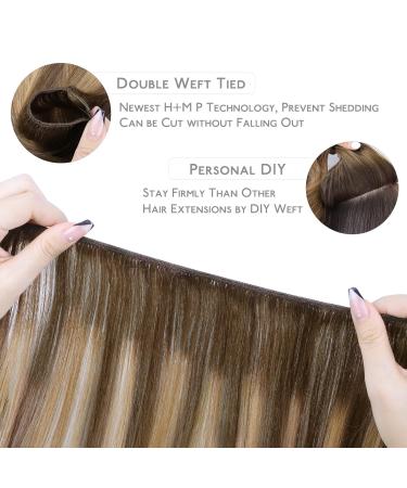 Buy 45cm 90g Balayage Chocolate Brown to Caramel Blonde Real Hair Extensions - Sew In Weft Tresses for Beautiful Hair Transformations - Buy Online on GoSupps.com