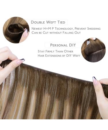 40cm 80g Balayage Chocolate Brown to Caramel Blonde Real Hair Extensions | Sew In Tresses Weft - Premium Quality - Buy Online on GoSupps.com