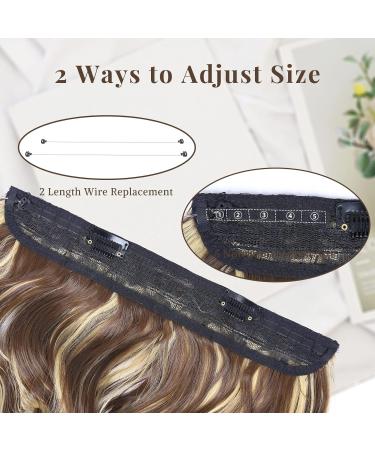 Invisible Wire Hair Extensions | Adjustable Transparent Secret Wire Hair Pieces with Clips | 20 Inch Synthetic Wavy Blonde Highlighted Medium Brown Hair for Women - Buy Online on GoSupps.com
