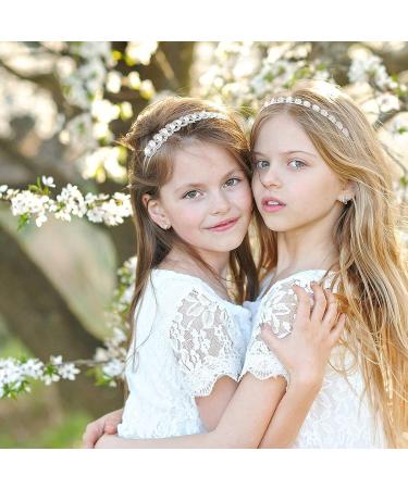 6-Piece Rhinestone Wedding Headband Set - Crystal Flower Girl Tiara with Faux Pearl Accents for Bride, Bridesmaids, Wedding Party - Chic Pattern - Buy Online on GoSupps.com