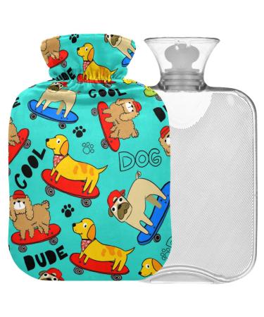 Naanle Pug Dog Dachshund Warm bottle Mit Transparent Warm Water Flap 1l Gewel Heading Poet For Pain Relief Heaf and Cold Therapy Bed Hand Feet