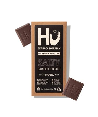 Hu Chocolate Bars | 4 Pack Salty Chocolate | Natural Organic Vegan, Gluten Free, Paleo, Non GMO, Fair Trade Dark Chocolate | 2.1oz Each 4pack Dark Chocolate Salty