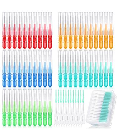 350 Pieces Interdental Brush Tooth Floss Tooth Cleaning Tool Toothpick Dental Tooth Flossing Head Oral Dental Flosser Teeth Soft Dental Picks Refill Dental Flosser Toothpick Cleaners (Mixed Color) Green