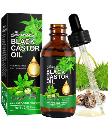 NIFEISHI 100% Pure Natural Cold Pressed Jamaican Black Castor Oil (2.02 Fl Oz Glass Bottle) for Hair Growth Body Care Moisturizing Oil