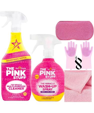 All Purpose Pink Cleaning Products - Includes Pink Stuff Miracle Wash Up Spray & The Miracle Multi-Purpose Cleaner bundled with All Pink Rubber Gloves Sponge & Microfiber Cleaning Cloth. - Buy Online on GoSupps.com