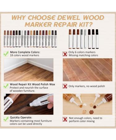 Furniture Markers Touch Up Kit | 18 Color Wood Repair Markers & Polish Wax for Tables Cabinets & More - Buy Online on GoSupps.com