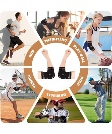 Copper Elbow Compression Sleeves - 2 Pack for Tennis Elbow Relief - Medium Size - Buy Online on GoSupps.com