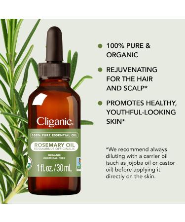 Cliganic Organic Rosemary Essential Oil - 100% Pure Natural Hair & Skin Care | Aromatherapy | Non-GMO Verified - Buy Online on GoSupps.com
