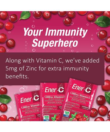 Ener-C Vitamin C Effervescent Drink Mix - Cranberry Flavor, 30 Packets (10 oz) - Boost Immunity & Energy - Buy Online on GoSupps.com