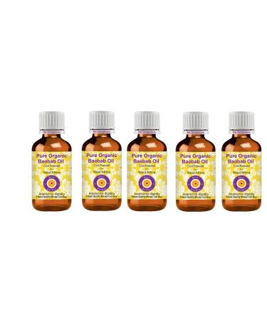 DEve Herbes Pure Organic Baobab Oil (Adansonia Digita) natural therapeutic quality cold -pressed (Pack of Five) 100ml X 5 (16.9 OZ) 100 ml (5 -pack)