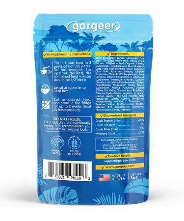 Premium USA-Made Gargeer Bearded Dragon Food Gel Diet for Juveniles & Adults - Fortified Gourmet Formula - 3oz Pack - Buy Online on GoSupps.com