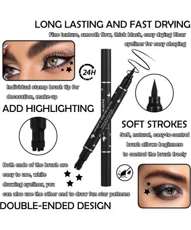 5PCS Liquid Winged Eyeliner Stamp Pen Set Double-headed Waterproof Black Eyeliner Pencil Pen for Women Smudge Proof Eye Liner Stencil Makeup Kit with Star Heart Flower Butterfly Diamond Shapes - Buy Online on GoSupps.com