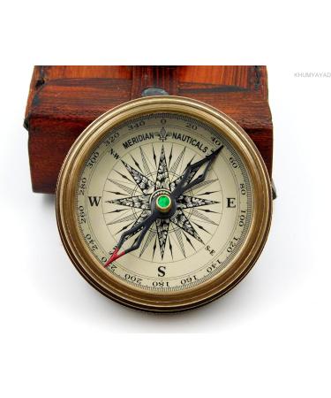 KHUMYAYAD Brass Pocket Compass - Antique Handmade Compass with Leather Case | Fully Functional & Stylish Travel Accessory - Buy Online on GoSupps.com