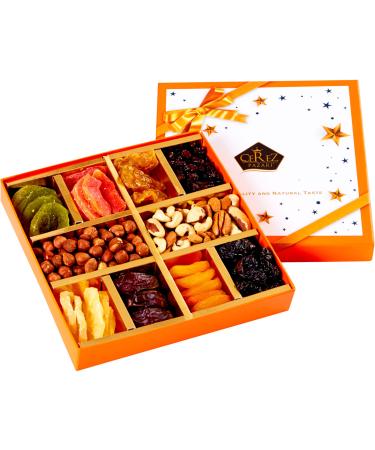 Cerez Pazari Halloween Dried Fruit and Nuts Gift Basket Orange Elegant Box 1.43Lbs 10 Variety Holiday Healthy Snack Holiday Gift Box