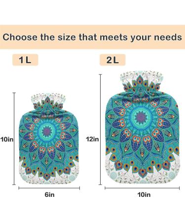 NAANLE Hot Water Bottle with Cover - 1L Paisley Transparent Heat Bottle for Menstrual Cramps Pain Relief & Therapy - Buy Online on GoSupps.com