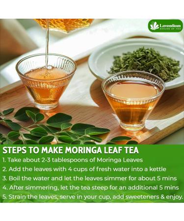 Lavendium Permium 120g (4.23oz) Natural Moringa Dried Leaves 100% Natural & Pure Moringa Leaves Moringa Loose Leaf Herbal Tea No Additives No Caffeine Vegan - Buy Online on GoSupps.com