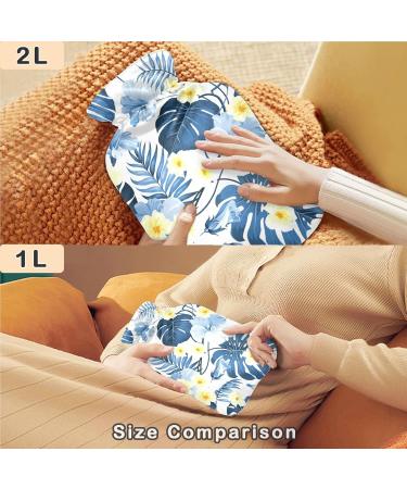 NAANLE Plumeria Hot Water Bottle - 2L with Cover for Pain Relief Neck Warmth & Cold Therapy | Transparent Heat Bottle - Buy Online on GoSupps.com