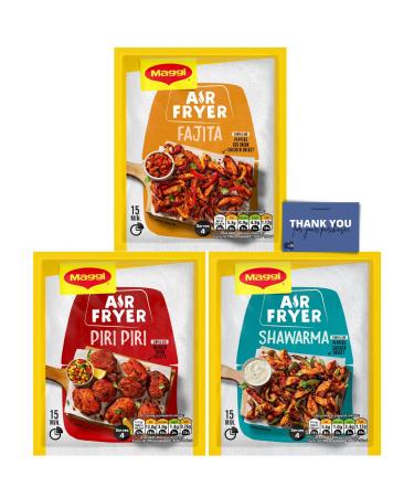 Maggi Air Fryer Seasoning Trio - Fajita Piri Piri and Shawarma Flavors (3-Pack) - Buy Online on GoSupps.com