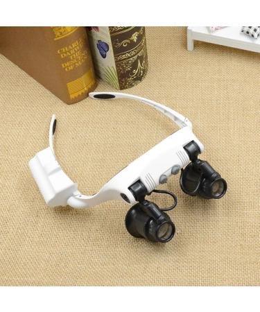 Headband LED Lights Magnifier Eye Glasses Watch Repair Loupe Jeweler Glass 10X 15X 20X 25X for Household Headband Magnifier with Led Light for Jewelry - Buy Online on GoSupps.com