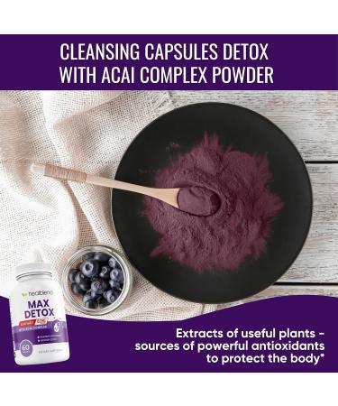Max Detox Supplement Advanced Gut Cleanse Detox for Women & Men with Psyllium Chlorella Hyssop Herb & Papaya with Acai Complex - Colon Cleanse - 60 Capsules (1) (2) - Buy Online on GoSupps.com