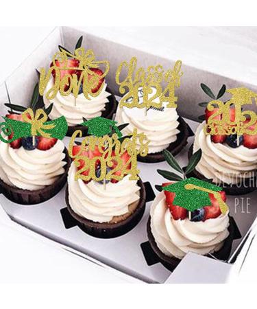 Rsstarxi 24 Pack Class of 2024 Cupcake Toppers 2024 Graduation Food Appetizer Picks 2024 Congrats Grad Cap Done Diploma Cupcake Picks for 2024 Graduation Theme Party Cake Decorations Gold Green - Buy Online on GoSupps.com