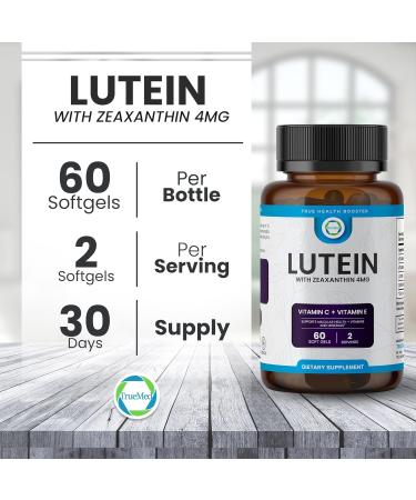 TRUEMED Lutein Vitamin C + Vitamin E 20mg Lutein with 4mg Zeaxanthin Eye Health Support Blue Light & UV Protection Supports Macular & Retinal Function 60 Softgels USA Made GMP Certified - Buy Online on GoSupps.com