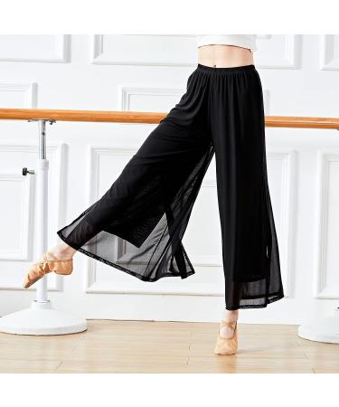 Angcoco Women's Double Layered Stretch Chiffon Dance Pants - Large Black - Buy Online on GoSupps.com