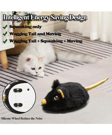 Vealind Interactive Electric Cat Toy - Feather Tail Play Mouse with USB (Black) | Engaging Fun for Cats - Buy Online on GoSupps.com
