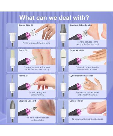 Eletorot 8-in-1 Cordless Electric Manicure and Pedicure Set for Feet - Rechargeable Nail Drill with LED Light - Electric Toenail File for Thick Nails - Gray - Buy Online on GoSupps.com