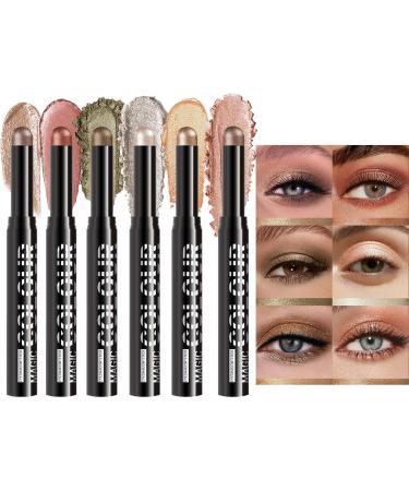 Creamy Eyeshadow Stick 6 Colours Eye Pen - Shiny Pencil Multi-Use Long-Lasting Hold for Everyday Look Eye Base for Women Makeup - Buy Online on GoSupps.com