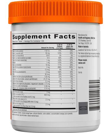 Swisse Children's Ultivite Multivitamin - Natural Orange Flavor, 120 Chewable Tablets - Buy Online on GoSupps.com