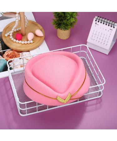 TENDYCOCO Women Stewardess Hat Felt Flight Attendant Air Hostess Hat Cosplay Costume Headwear Accessories for Halloween Party Supplies Pink One Size - Buy Online on GoSupps.com