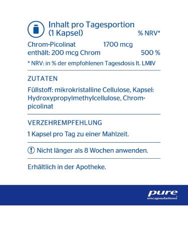 Buy Pure Encapsulations Chromium Picolinate - 60 Capsules | Premium Quality Dietary Supplement for Blood Sugar Support & Metabolism - Buy Online on GoSupps.com