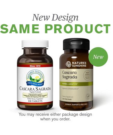 Nature's Sunshine Cascara Sagrada Capsules - Intestinal Support for Healthy Colon - 100 Vegitabs - Buy Online on GoSupps.com